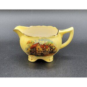 H & K Tunstall Creamer Pitcher English Cottage Floral Yellow England Antique